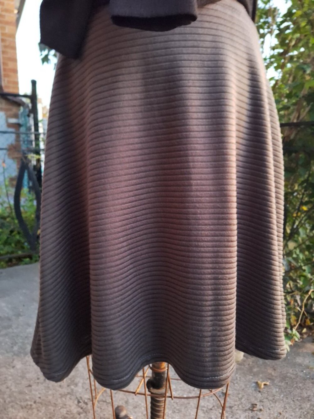 Grey A-Line Knit Midi Skirt Sharon Dawn Made in Canada